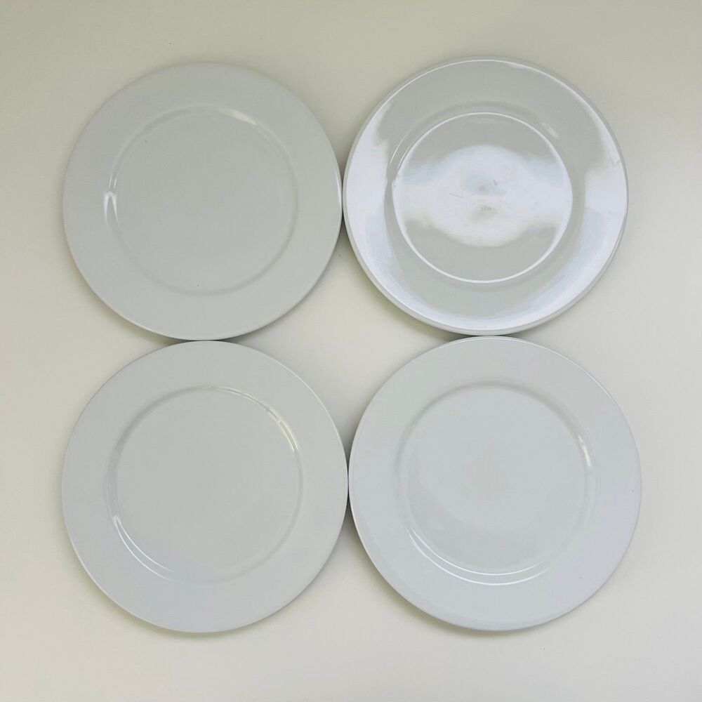 TUXTON Bright White Alaska ALA-90 Wide Rim Rolled Edges 9" Plates, Set of 4